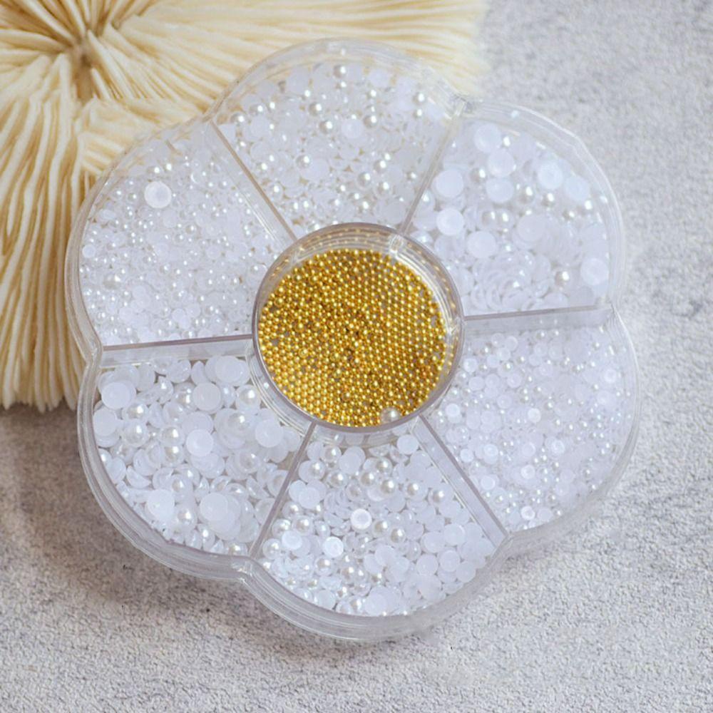 Mxbeauty Nail Art Decals 3D DIY Putih Murni Creamy White Salon Kecantikan Manicure Supply Kuku Mutiara Pesona Berlian Imitasi Ornamen