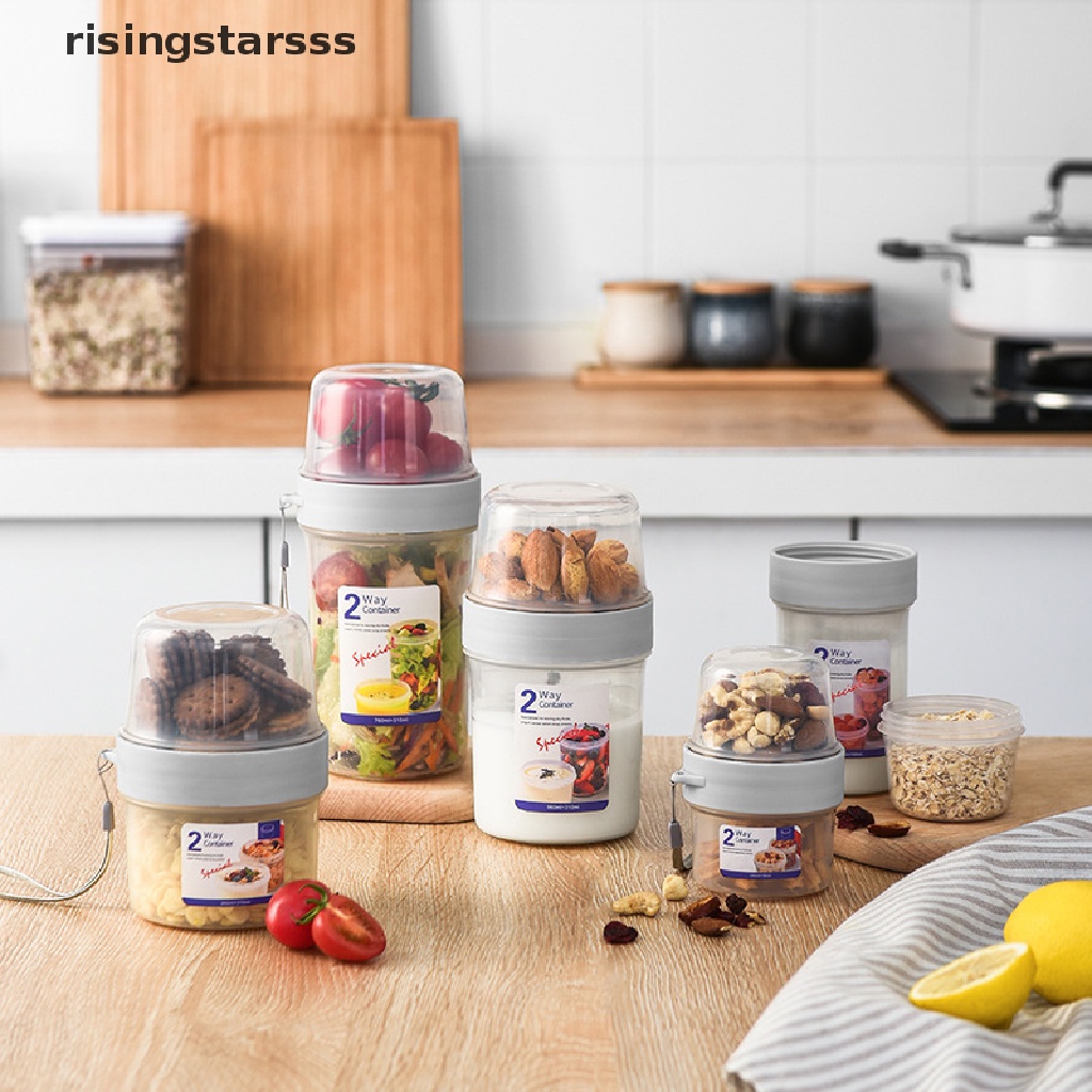 Rsid Span-new Breakfast Oatmeal Cereal Nut Yogurt Salad Cup Seal Container Set Dengan Garpu Saus Cup Lid Bento Tuppers Food Taper Bowl Lunch Jelly