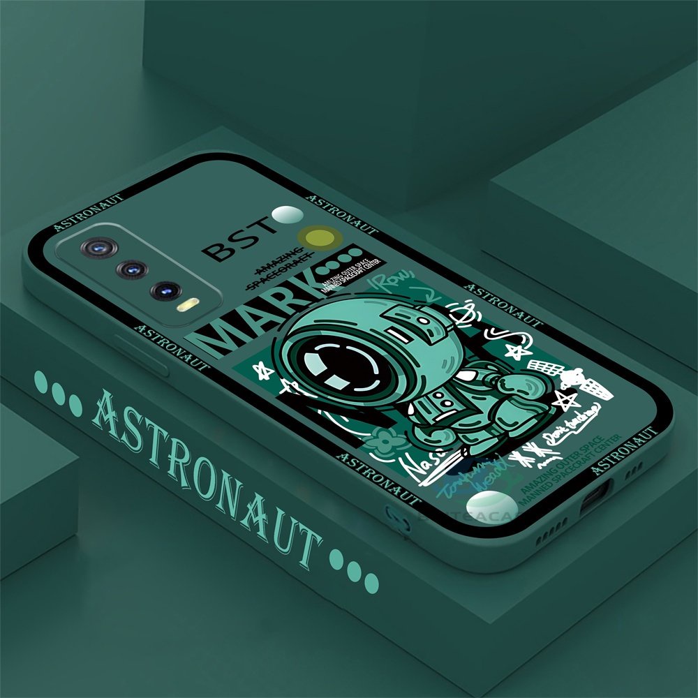 Casing ip iPhone 14 Pro MAX 14Pro 14plus 13ProMax 12 12ProMax 11 11Pro 11ProMax X XS MAX XR Green Series Astronot Soft Silicone Phone Case Binteacase