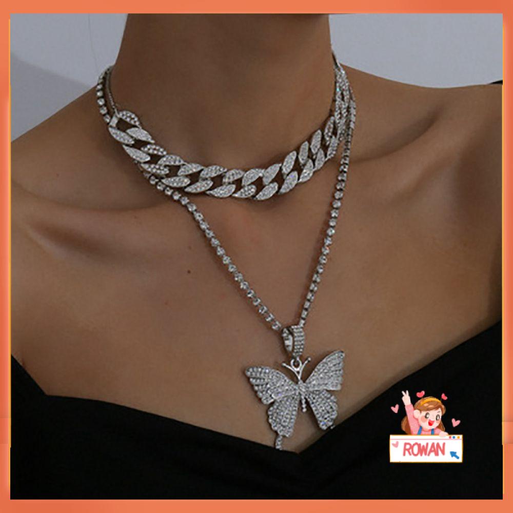 R-bunga Kalung Fashion Perhiasan Hip Hop Kristal Choker Klavikula