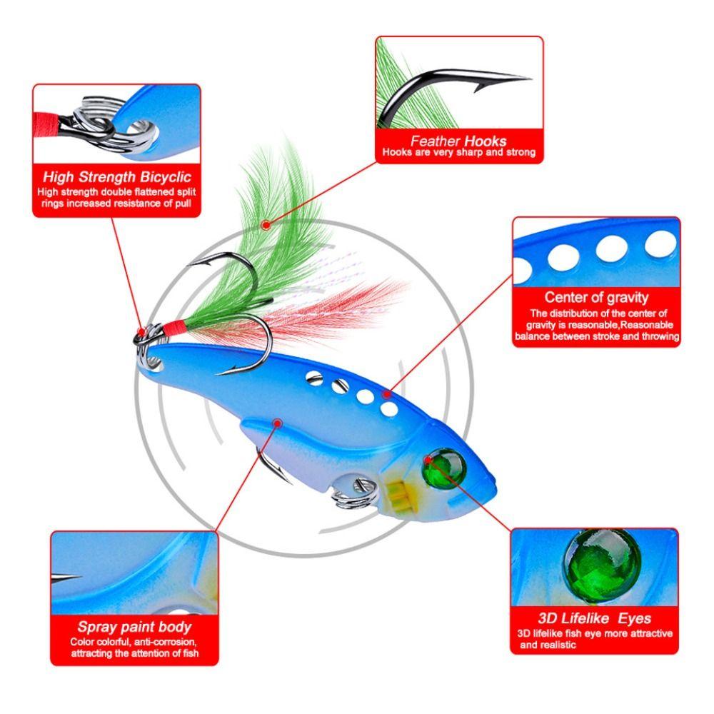 Agustinina Umpan Keras Perlengkapan Memancing Simulasi Umpan Ikan Dengan Kait Treble Fishing Tackle Vib Wobble Umpan Ikan