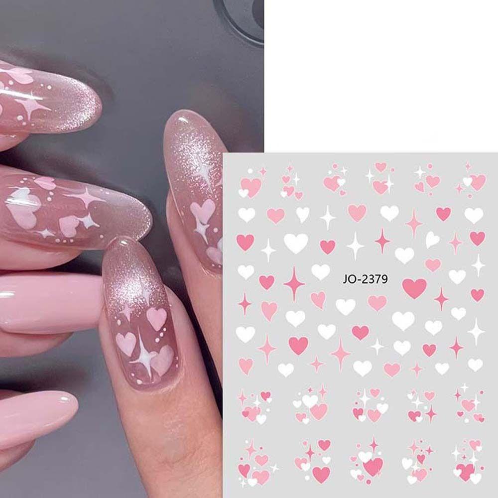 AUGUSTINA Agustina Stiker Kuku Hati Fashion Jepang Nail Art Cinta Hati Ikatan Simpul Bintang Hiasan Kuku