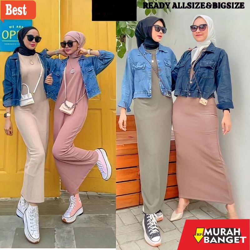 GAMIS RAMADHAN TERBARU UNTUK WANITA- INNER SPAN PANJANG / INNER MAXI DRESS / INNER DRESS HITAM