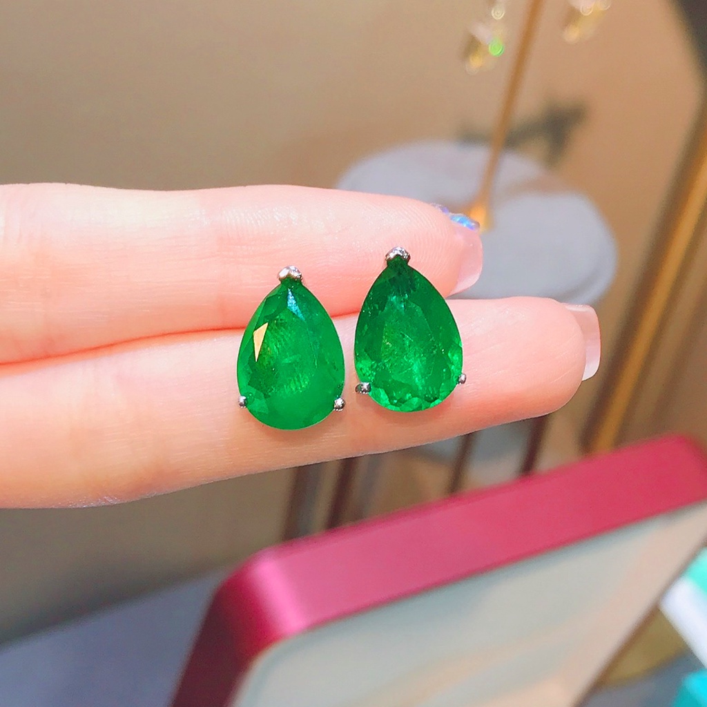 Goldkingdom Aksesoris Perhiasan Fashion Ready Stock Zamrud Palaiba Pear Berbentuk Ear Nail Pendant Grosir Sederhana Wanita Liontin Earnail Produsen