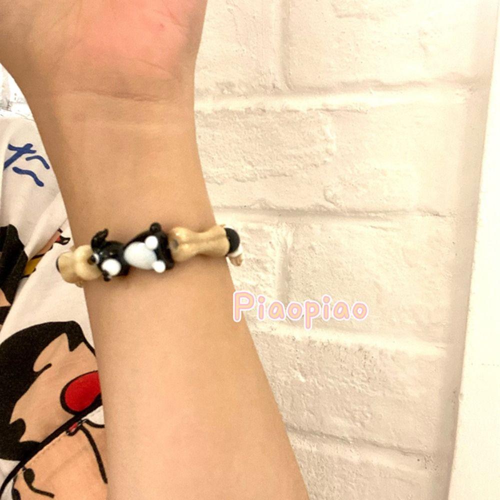 Needway   Gelang Tulang Anjing Lucu Hadiah Pacar Anime Warna-Warni Kreatif Perhiasan Fashion Manik Manis Indah Gelang