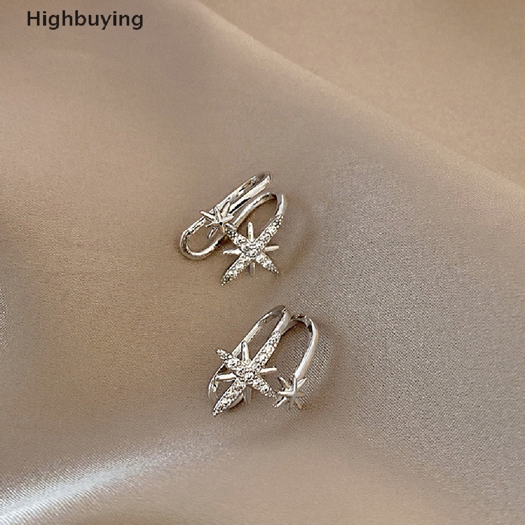 Hbid Anting Manset Telinga Bintang Berujung Delapan Warna Silver Elegan Untuk Wanita Pesta Kehidupan Sehari-Hari Perhiasan Hadiah Natal Glory