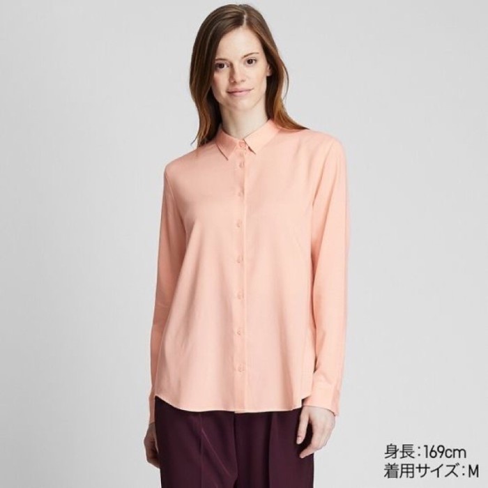 SHIRT BLOUSE WANITA UNIQLO Viscose Long Sleeve Blouse