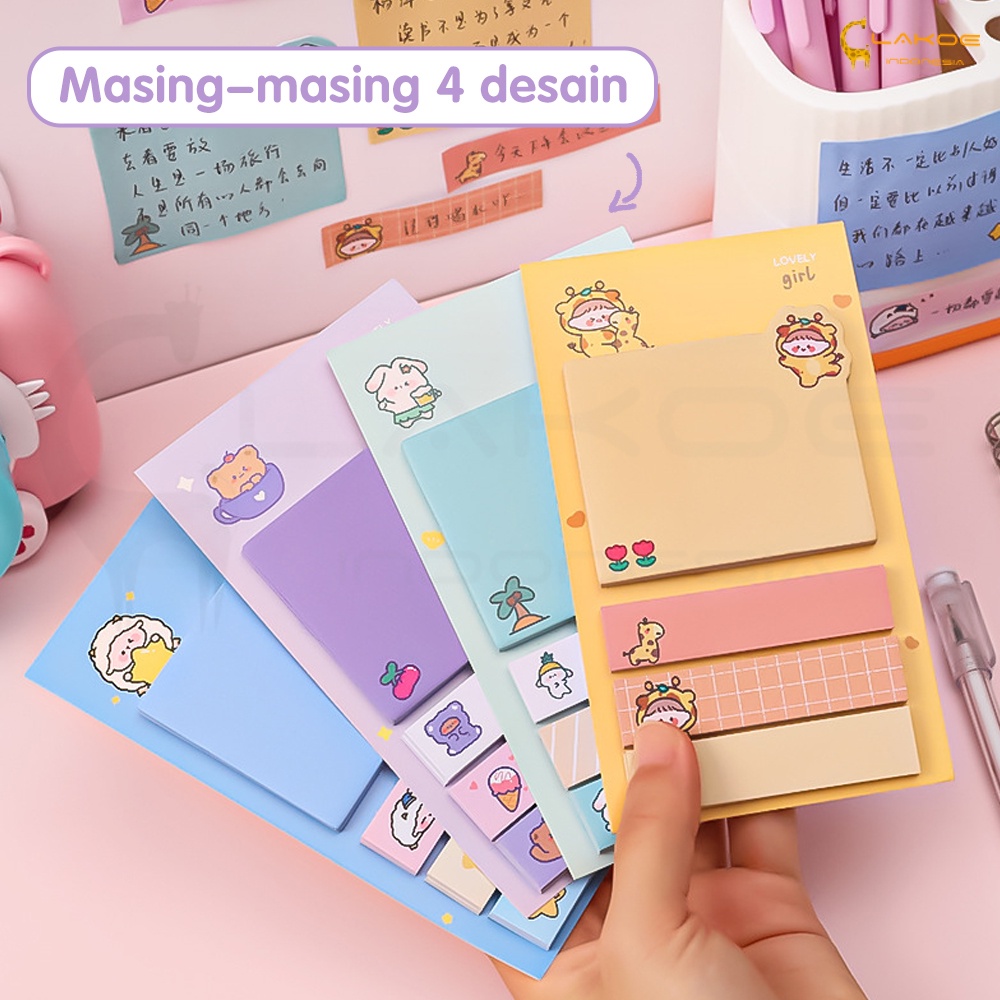 Pembatas Buku Lucu Motif hewan Sticky Notes 4 Line