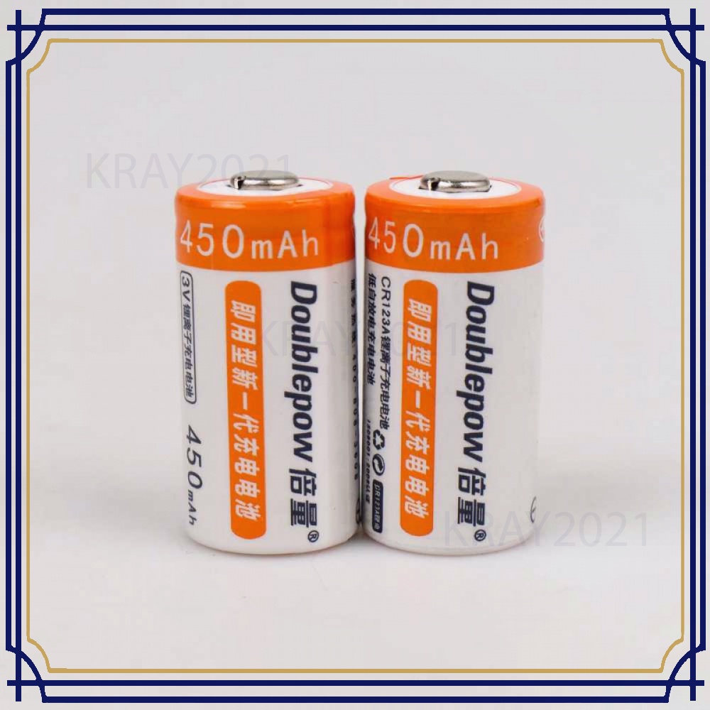 Baterai Isi Ulang CR123A Li-Ion Rechargeable 3V 450mAh 2PCS