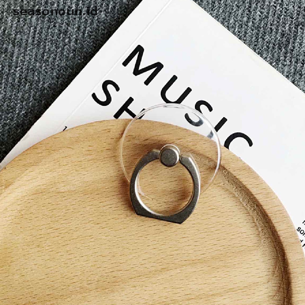 Seasonoun Universal Dudukan Ponsel Cincin Jari Lipat Lem Stand Transparan Holder.