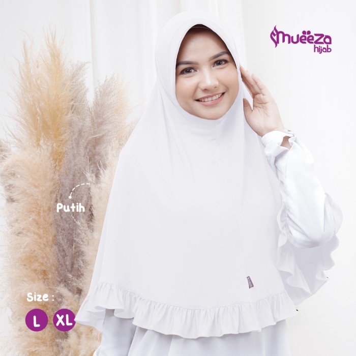 TERLARIS Jilbab Instan Remaja/Dewasa Bilqis L Mueeza Hijab - Model Curly/Rempel - Putih, S(2-5th/PG-