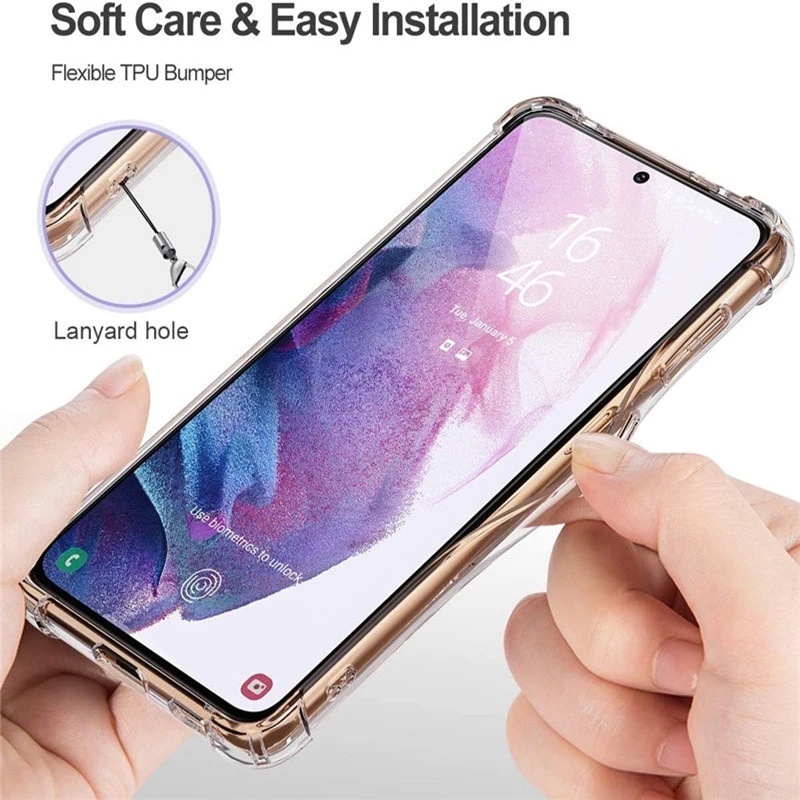 Kualitas Tinggi Ponsel Kembali Case Transparan Anti Gores Soft Case TPU Cakupan Penuh Ponsel Perlindungan Aksesoris Empat Sudut Drop-proof Phone Case Untuk Samsung S23 Series