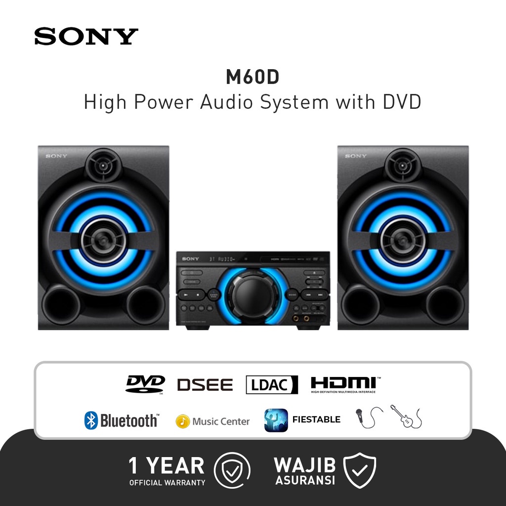 SONY MHC-M60D Speaker Power Audio System with DVD - Black