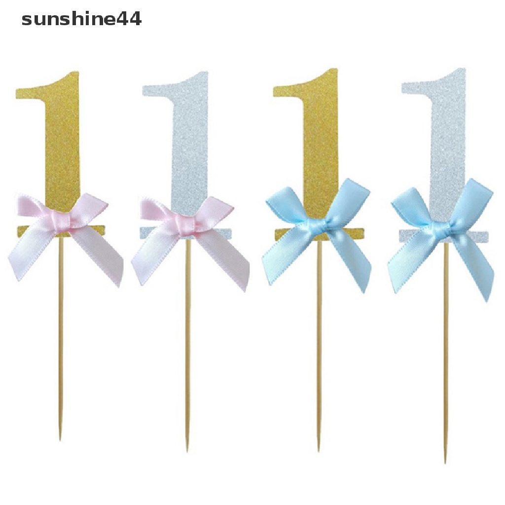 Sunshine 10Pcs Kertas Kue Cupcake Toppers First Boy Girl Dekorasi Pesta Ulang Tahun ID