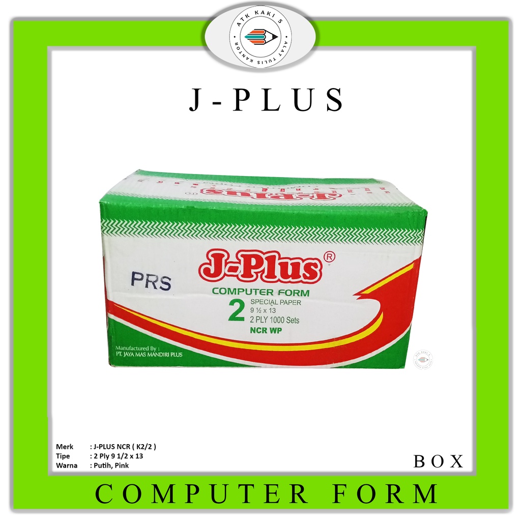 

J-PLUS - Continuous Form - Kertas Komputer CF 91/2 x 13/2 2 Ply ( K2/2 ) NCR - Box