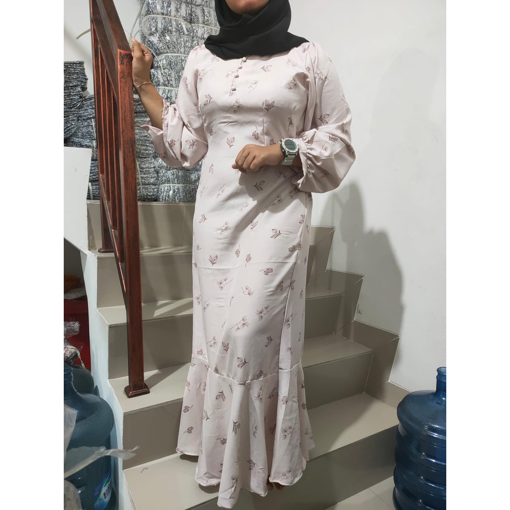Tq88indonesia Fashion Dress panjang BUSUI Motif Bunga Kekinian / ZALICA SHAKILA FISHTAIL MAXI DRESS / Ootd  Casual / Outfit Muslimah Terbaru / Gamis Lebaran 2023 / Busana Keundangan
