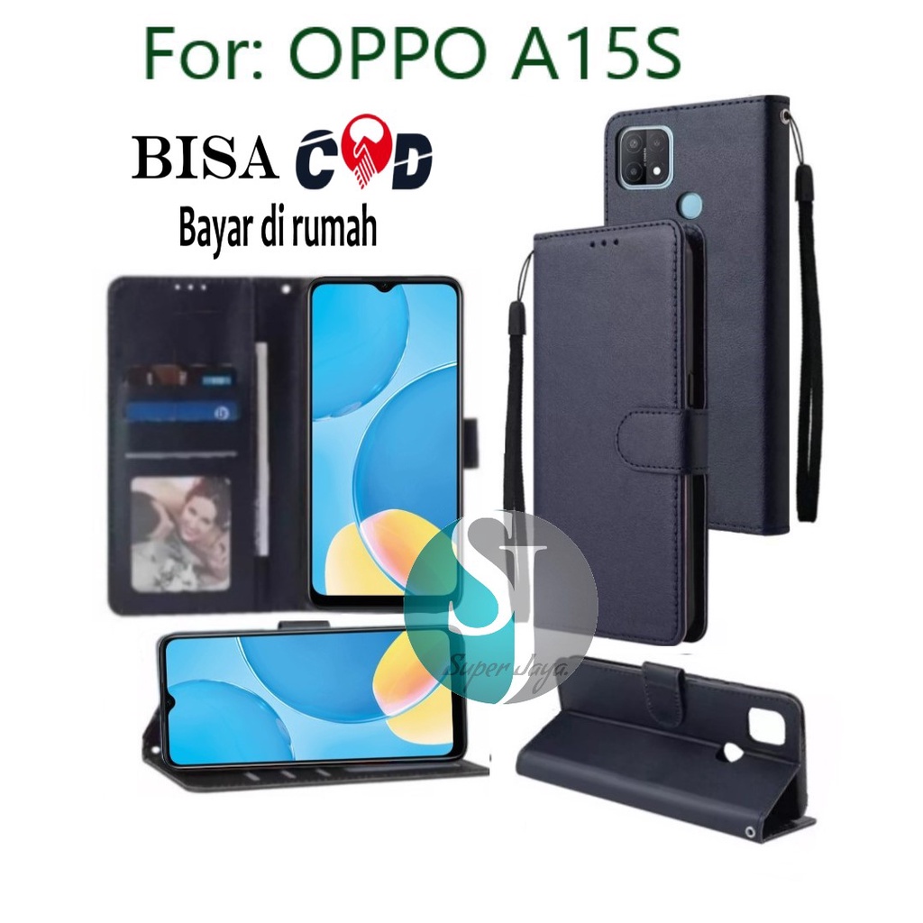 CASE PREMIUM ✅ MURAH: SARUNG BUKU  FLIP COVER UNTUK  OPPO A15s / A15 -LEATHER CASE FLIP WALLET FOR  oppo a15s -CASING DOMPET SARUNG HP MAGNETIC MAGNETIC FLIPCOVER CASE KULIT DOMPET HP HARDCASE SOFTCASE SILIKON WANITA PRIA