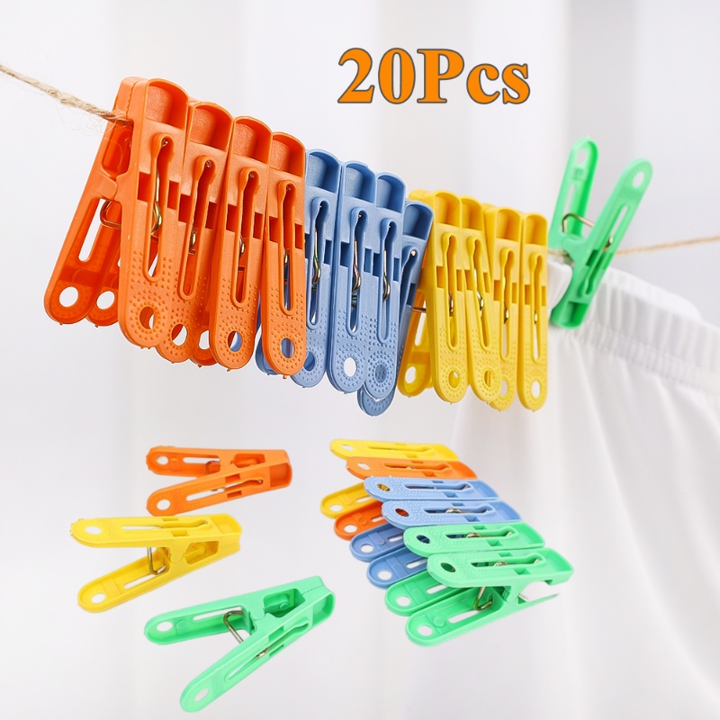 20pcs Warna Random Jepitan Plastik Laundry Gantung Klip Pasak Baju Kaos Kaki Rumah Tangga Pakaian Dalam Rak Pengering Holder