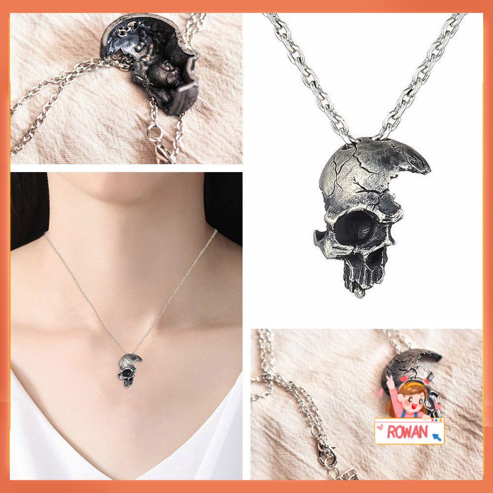 R-flower Skull Pendant Kalung Rusak Biker Rock Gothic