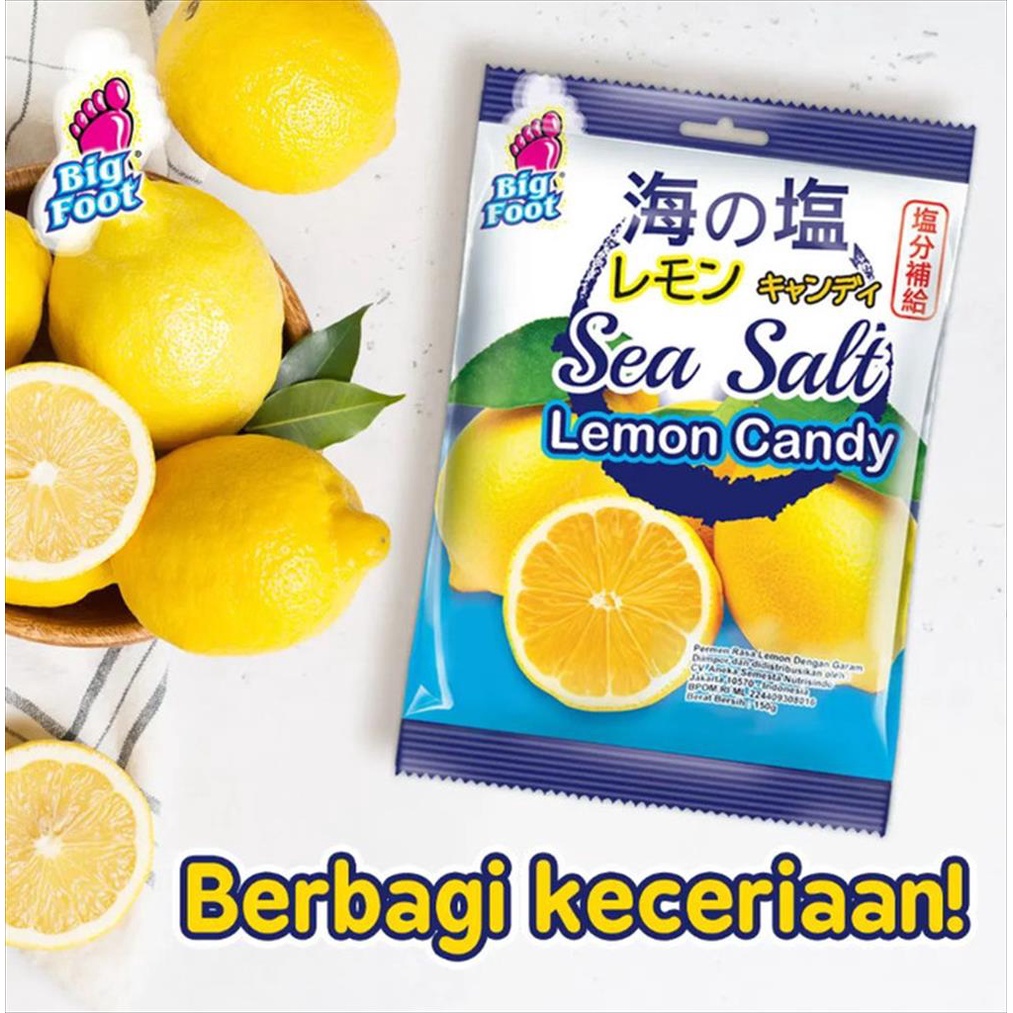 Big Foot Permen Sea Salt Lemon Candy 150 Gr Rasa Lemon Dengan Garam Halal