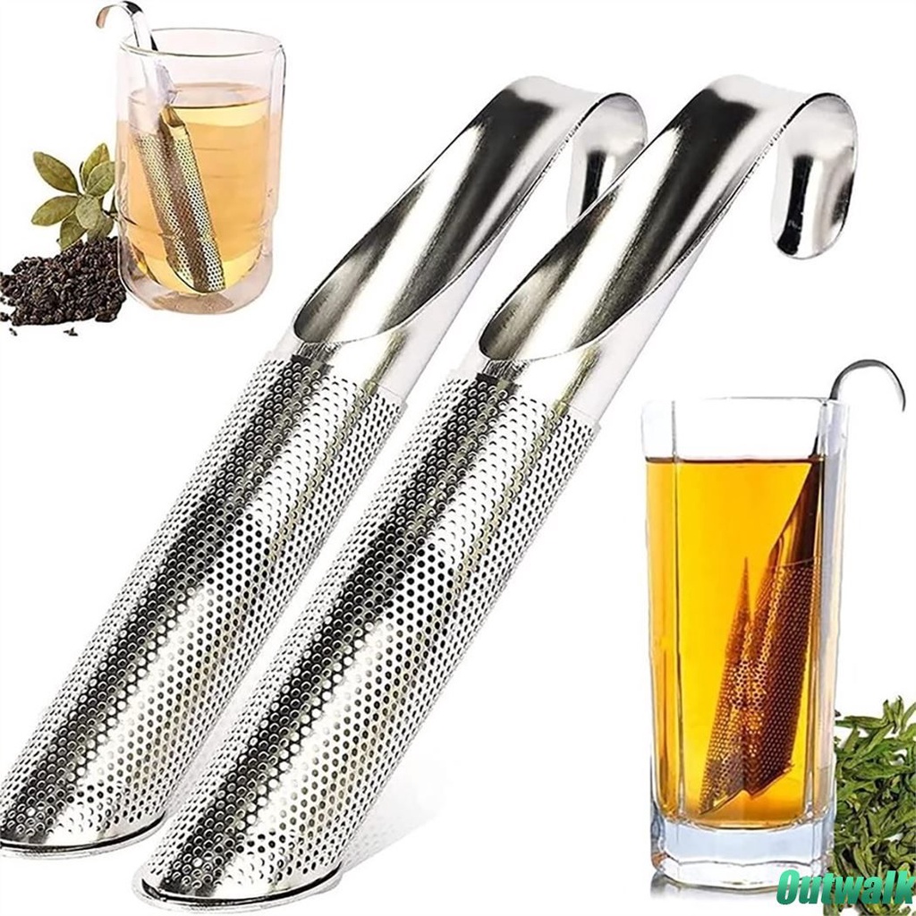 ღ 1Pcs Stainless Steel Teh Saringan Double-Layer Fine Mesh Tea Filter Teko Saringan Teh Teh Infuser pipa Sendok Teh Infuser Filter Aksesoris Dapur