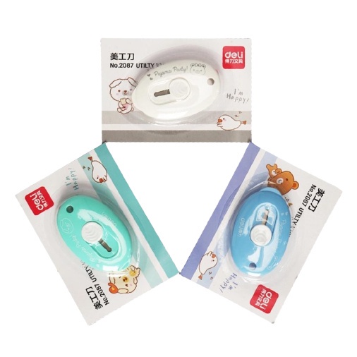 SS Cutter Mini Portable Bentuk Oval Mini Cutter Polos Travel Kit Pemotong Kertas Paper Cutter Lucu Bentuk Awan Warna Pastel Untuk Unboxing Paket