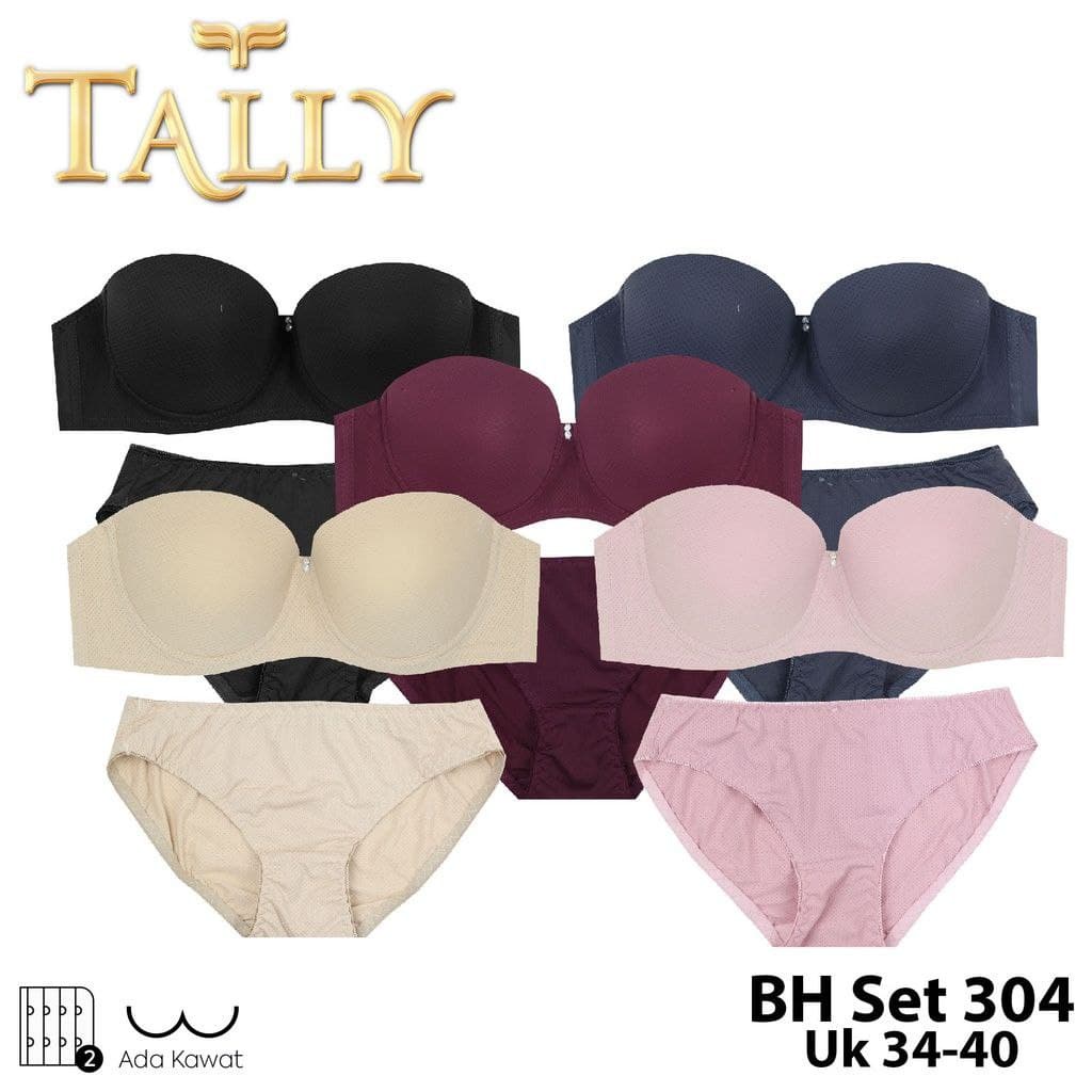 TALLY Bra Set Ada Kawat Bahan Stretch Pori Busa Tipis Cup B Polos BH 304 Toko keanulova