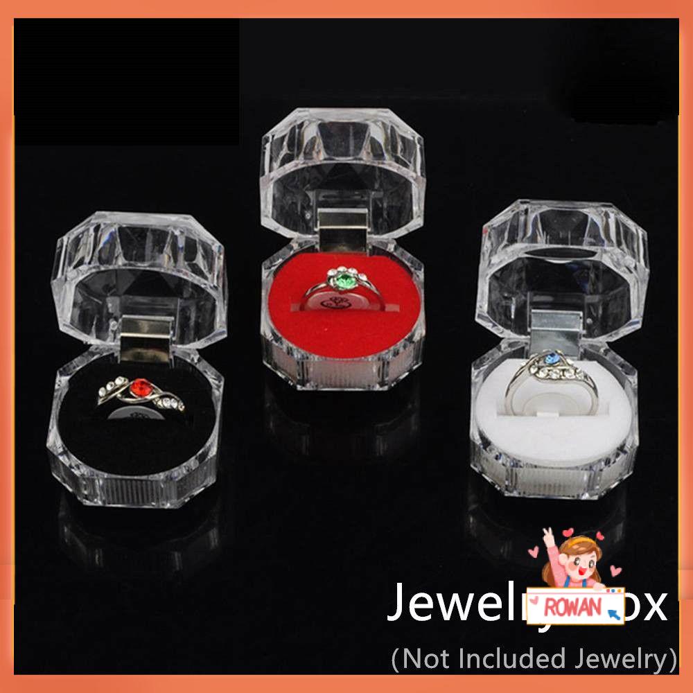 R-flower Jewelry Box Cantik Transparan Crystal Ring Organizer
