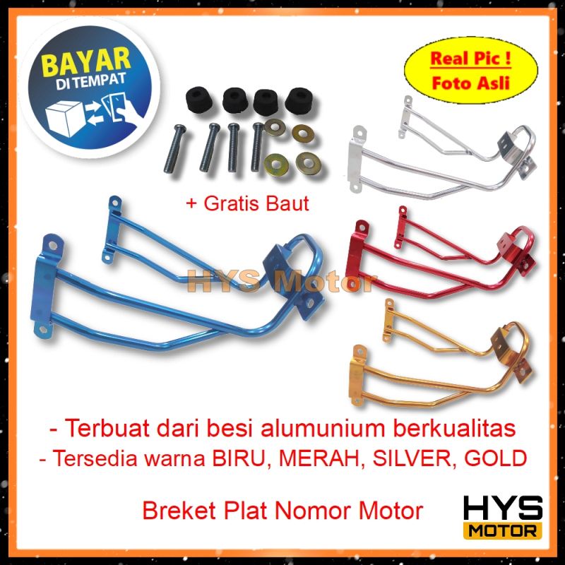 HYS Breket Plat Nomor Motor NMAX AEROX LEXI + GRATIS BAUT - Variasi Aksesoris Bracket Dudukan Motor 