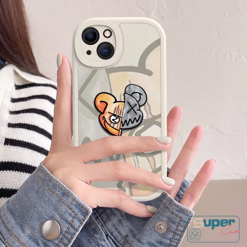 Casing Ponsel Pasangan Kompatibel Untuk iPhone Xr11 7Plus 7 8 6s 6plus 11 14 12 13 Pro Max XS Max X SE 2020 Trendi Merek Beruang Violent Kartun Pasangan Lembut Penutup Belakang