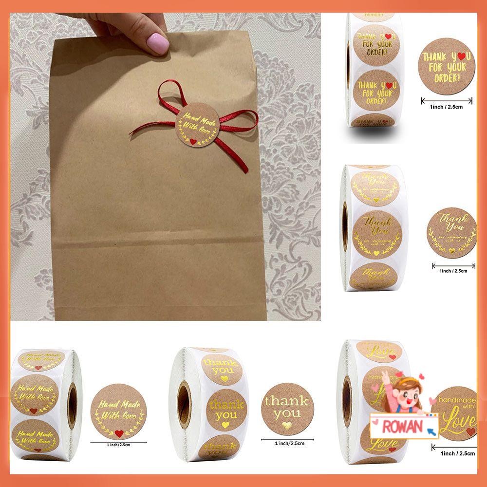 R-flower 500pcs Thank You Sticker Roll Packaging Paket Kado Kertas Scrapbooking Retro