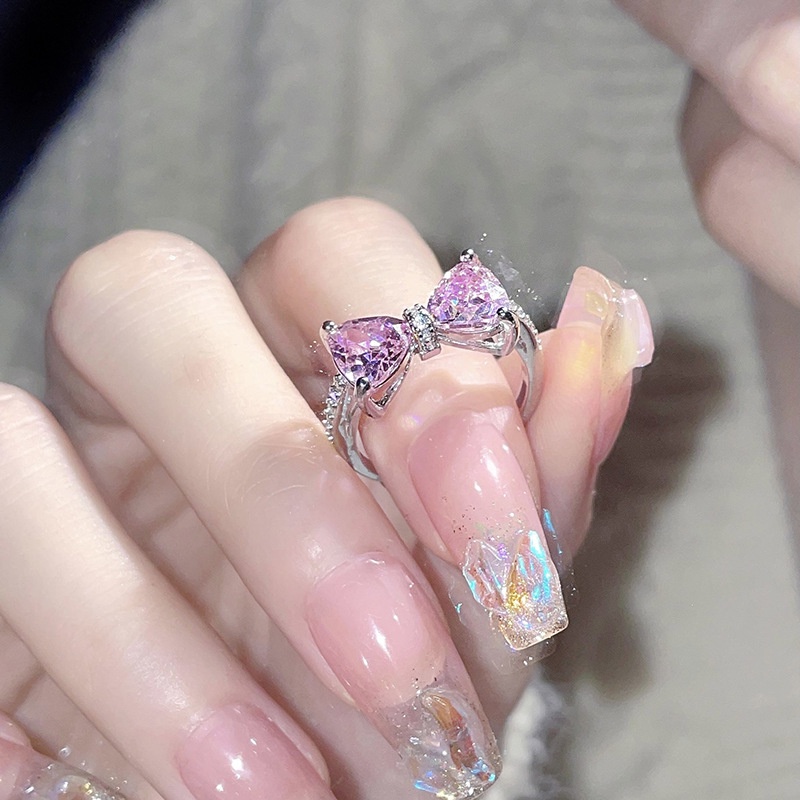 Cincin Ikatan Simpul Fashion Gadis Berlian Imitasi Alloy Ring