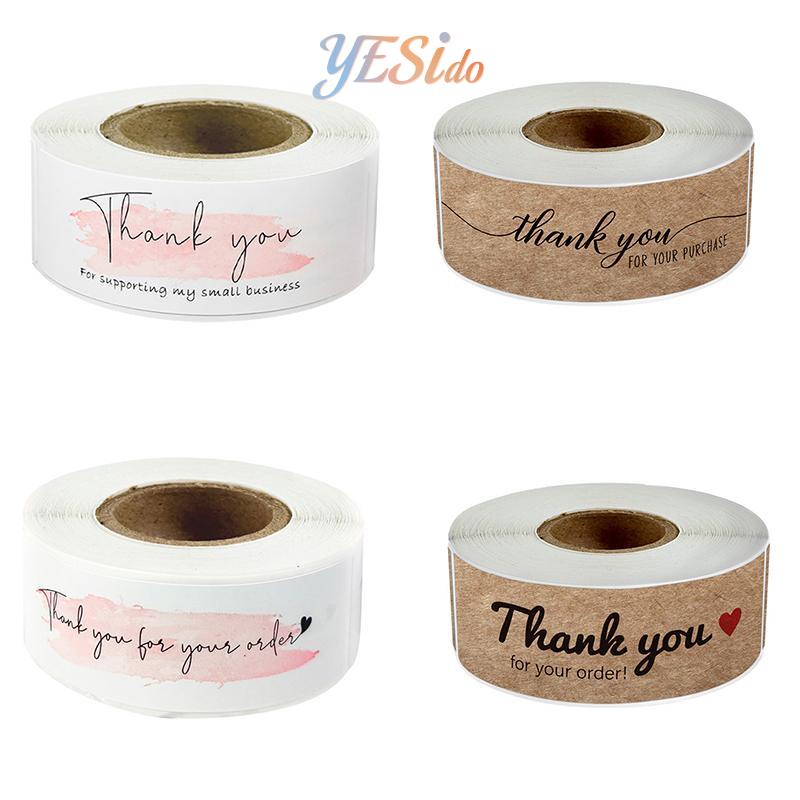 

[COD✨Ready stock]Stiker Thank You 1 roll Kertas Kraft Berbentuk Persegi Panjang-YES