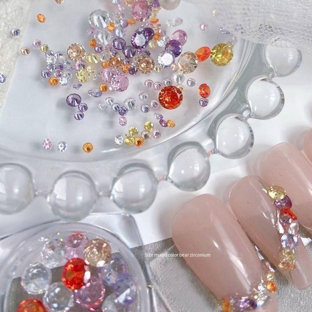 Mxbeauty Aksesoris Manicure 3D Untuk Ornamen Nail Art Zirkon Bulat Mewah Profesional