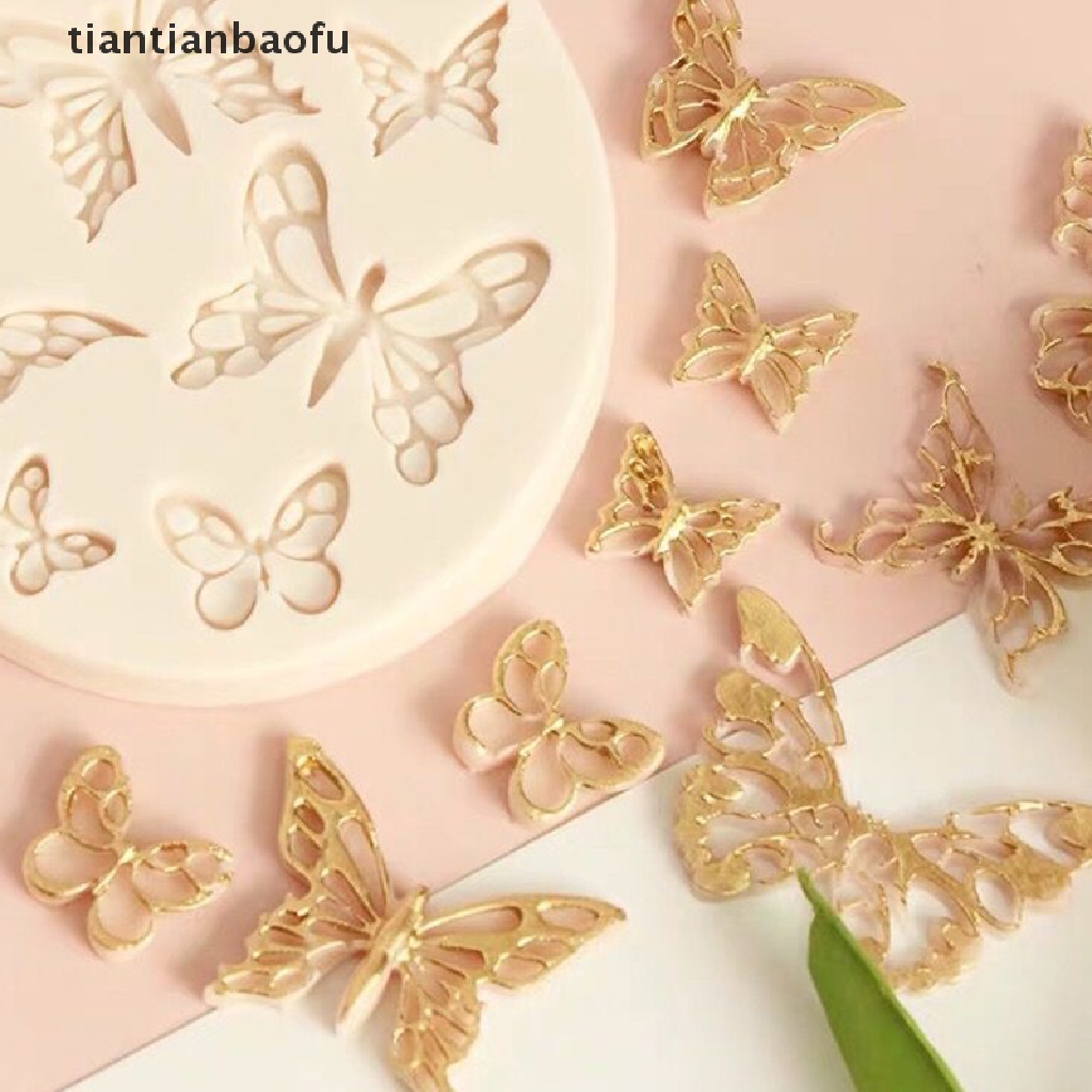 [tiantianbaofu] Cetakan Silikon Fondant Kupu-Kupu Sugarcraft Kue Pernikahan Decorag Tools Butik