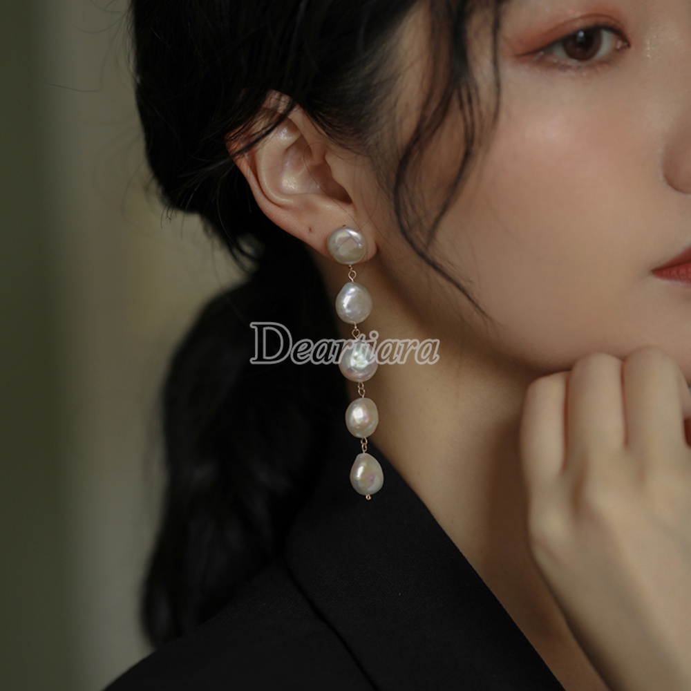 Anting Fashion Temperamen Fashion Anting Mutiara Rasa Desain Perempuan Anting Rumbai Panjang