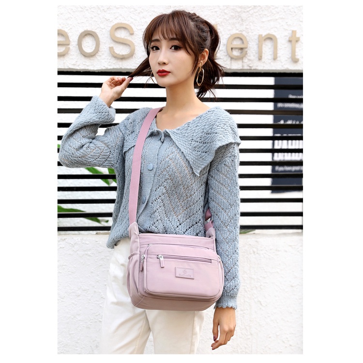 IMURA | TAS SELEMPANG WANITA 5 RESLETING ANTI AIR PINK PREMIUM SLING BAG MANTUA IMPORT FASHION BRANDED KOREA REMAJA KEKINIAN SIMPLE CASUAL