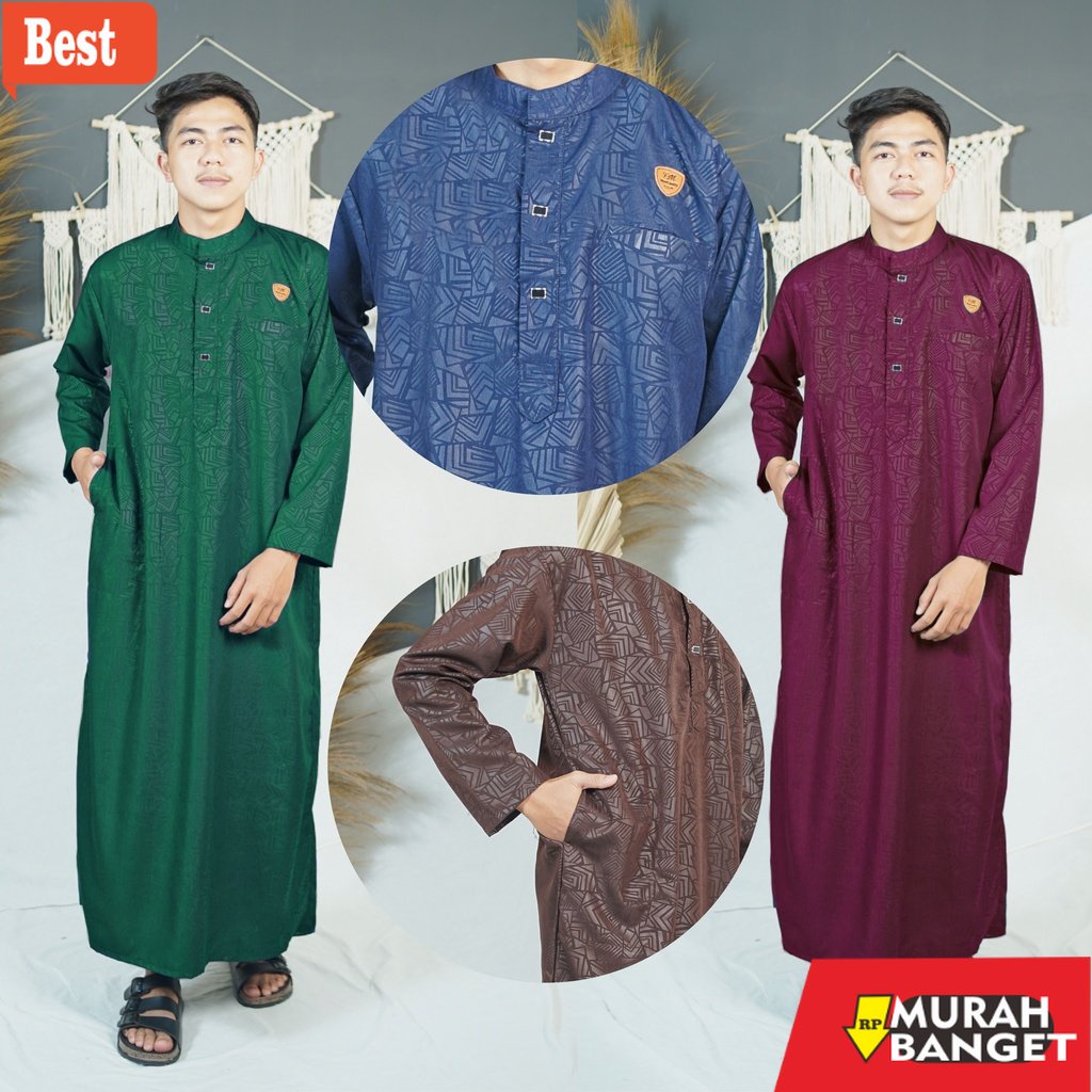 Tren baju lebaran wanita 2023- AS-SULTAN / JUBAH PRIA EMBOS MOTIF TERBARU/gamis pria/dengan bahan su