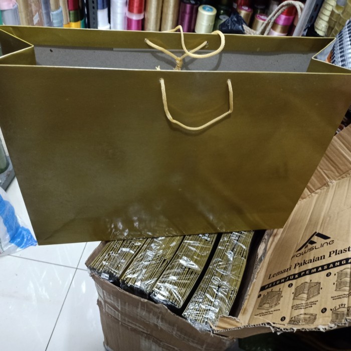 

⭐BISA COD⭐ paper bag landscape jumbo warna gold tebal isi 12 pcs
