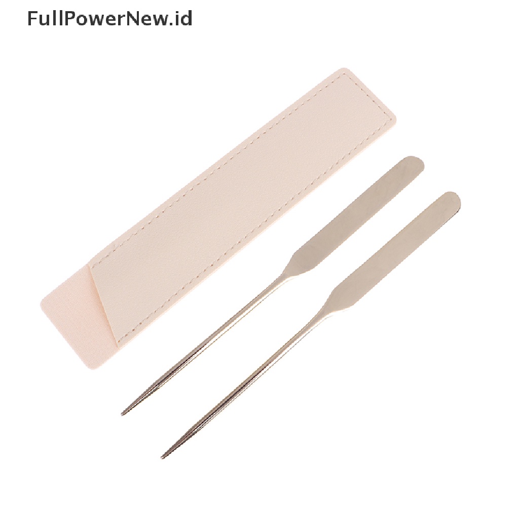 Power 1Pcs Stainless Steel Kepala Ganda Makeup Toner Spatula Mixing Stick Foundation ID