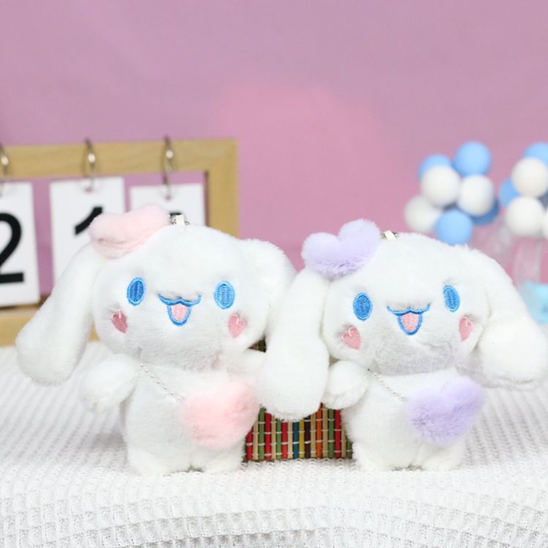 12 cm Kawaii Sanrio Cinnamoroll Kartun Boneka Mewah Pasangan Magnetik Lembut Boneka Gantungan Kunci Lucu Ransel Liontin Mainan Anak Perempuan