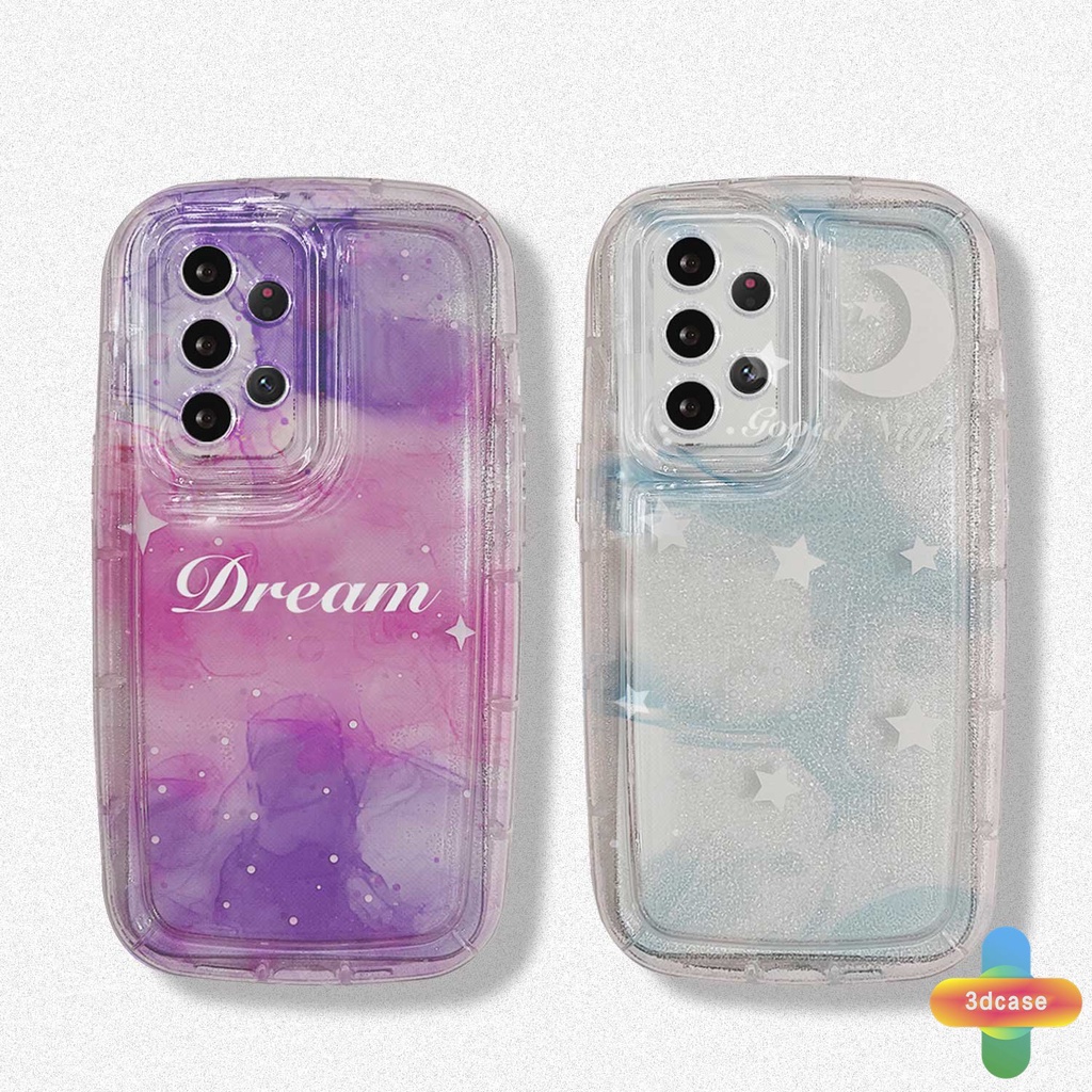 Pasangan Soft Case Bening Untuk Samsung A13 A03 A22 A32 A14 A52 A12 A04 A04S A23 A03S A50 A02S A20 A50S A30S A52S A30 M12 M22 M32 A125 A14 LTE A13 Lie A037F F12 M04 M10S M02S A025 A205 F02S Fantasi Langit Berbintang Bintang Bulan Shockproof Airbag Cover