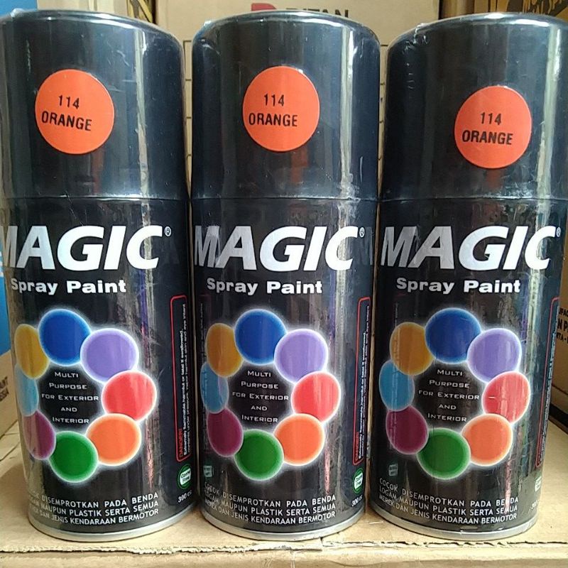 cat semprot pilok pilox magic spray paint magic orange 114 300cc orange glossy mengkilap 300cc