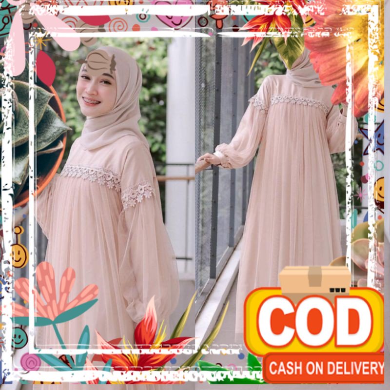 MAXY NURAINI DWS, RENDA TILE, MOSCREPE, GAMIS HIJAB MUSLIM, DRESS, 3 UKURAN / lumut ijo