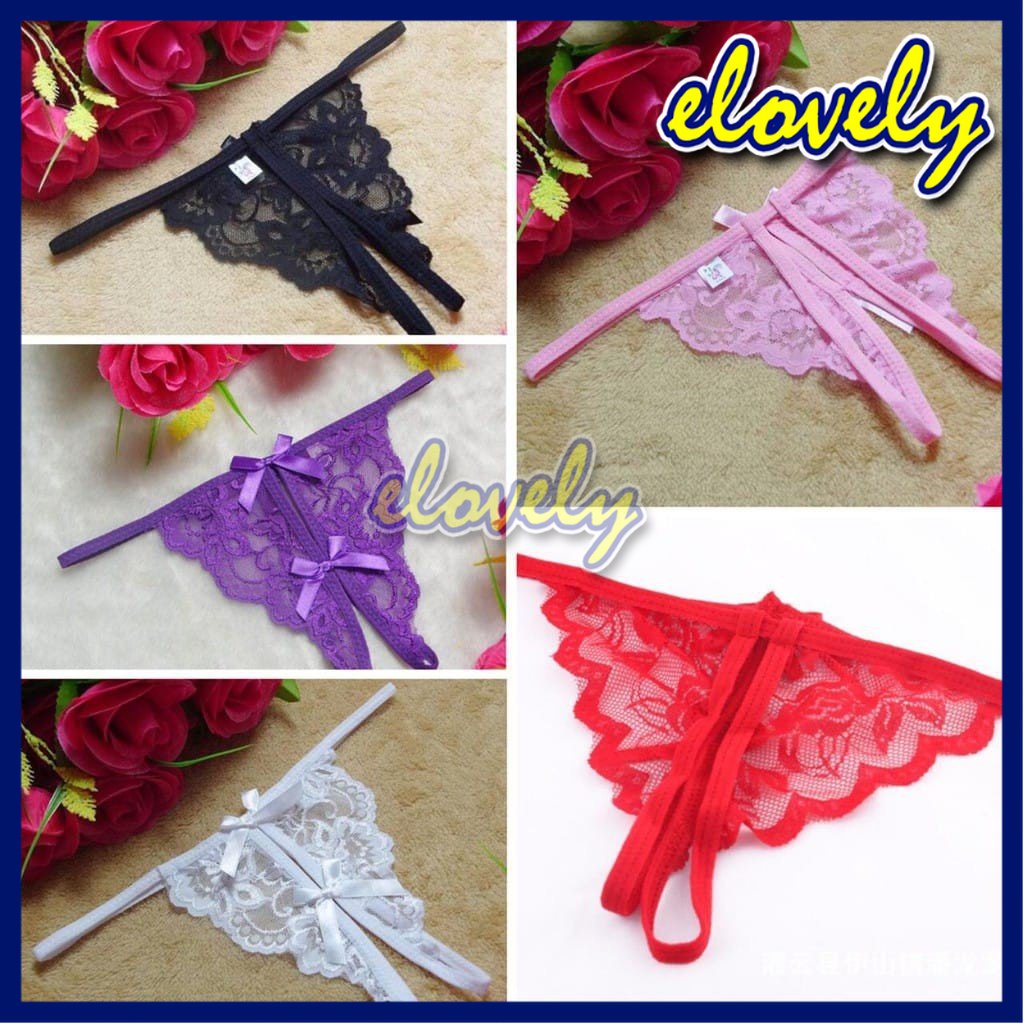 Elovely Lingerie Sexy Hot Pakaian Dalam Wanita G String  Sexy Lace CD Transparan L011