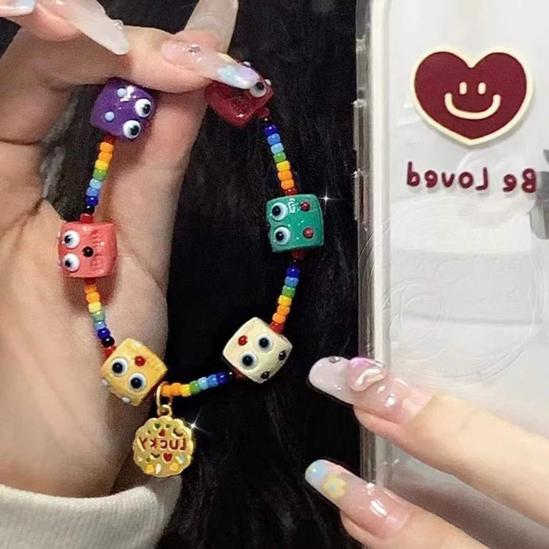 Gelang Manik-Manik Monster Kecil Geometris Akrilik Lucu Untuk Wanita