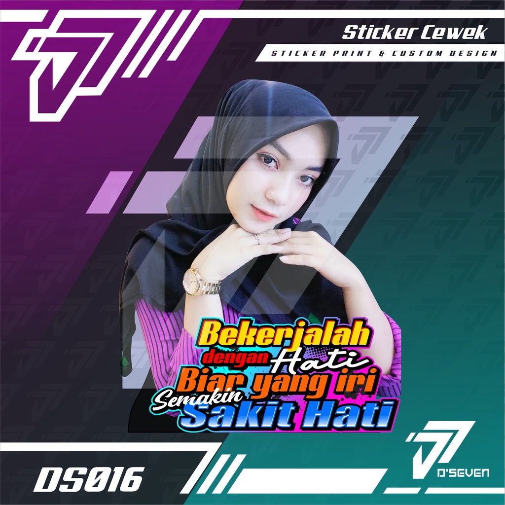 Stiker Foto Cewek Cantik Hijab Vector Custom Bisa Request Foto & Kata-kata - Stiker Mobil / Motor / 