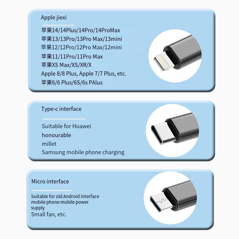 3in1 Kabel Data Charger Braket Persegi Kreatif Penyimpanan Yang Dapat Ditarik Kabel Silikon Tipe-C Micro USB Untuk iPhone Android Samsung