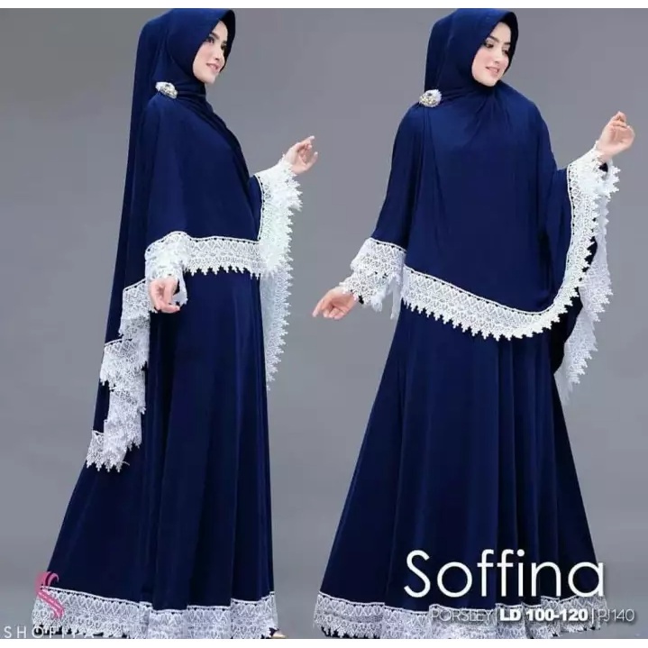 HUMASYARI - Gamis Syari SOFFINA Navy terbaru 2023 modern by  HUMASYARI / gamis renda syari jumbo wan