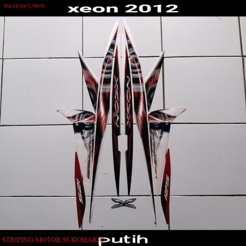 (ORI) Striping Stiker sticker lis body yamaha xeon karbu lama 125 thn 2011 2012 putih KUALITAS ORIGI